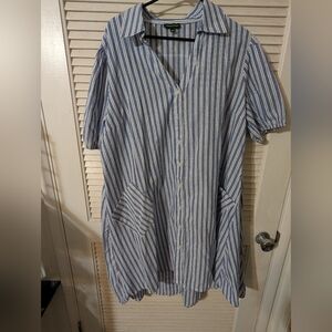 Striped High Low Dress in Blue